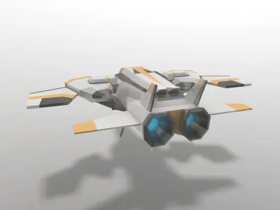 Sci-fi Space Aircraft SA-3 Low-poly 3D model