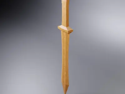 Wooden Sword Type E1 Low-poly 3D model