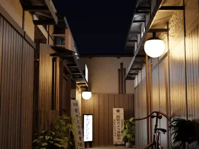 Japanese street scene 3D model