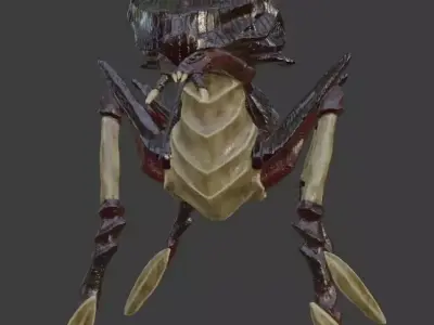 Creature bug with long legs Low-poly 3D model