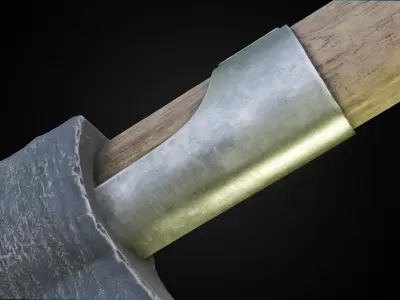 Woodcutters axe Low-poly 3D model