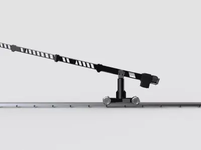 Film Set Camera Crane with Tracks and Camera Dolly and Camera 3D model