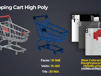 Shopping Cart Low-poly 3D model buy