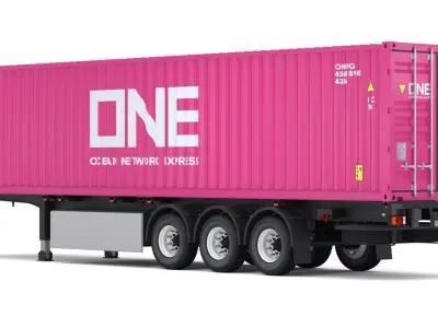 One Container Semi Trailer 3D model