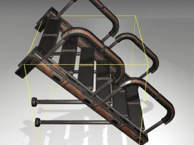 Futuristic Stairs - 25 - Rusty Textures Low-poly 3D model