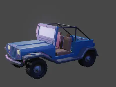 Jeep for Game Low-poly 3D model by komtoon