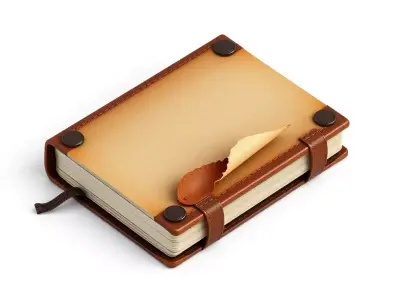 Vintage Leather Journal with Strap Low-poly 3D model
