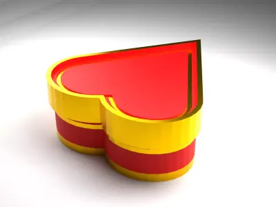 Heart Shaped 3D Printable Box Low-poly 3D model