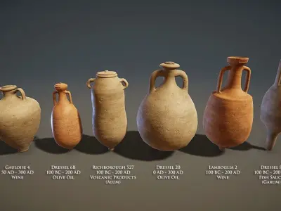 Roman Amphora Pack Low-poly 3D model