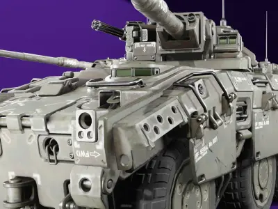 military tank low poly 3D model
