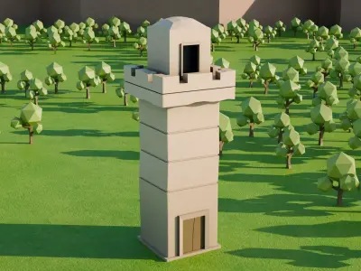 Medieval Castle and Tower - Low Poly Optimized Exterior Set 3D model