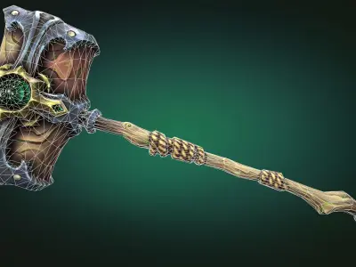 Coastal two handed hammer Low-poly 3D model