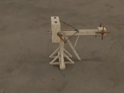 Lowpoly Ballista wooden machine Free low-poly 3D model