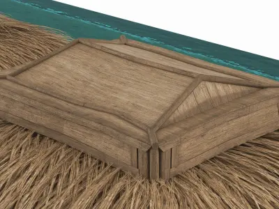  Overwater Bamboo Hut Complex with Decks and Raft 