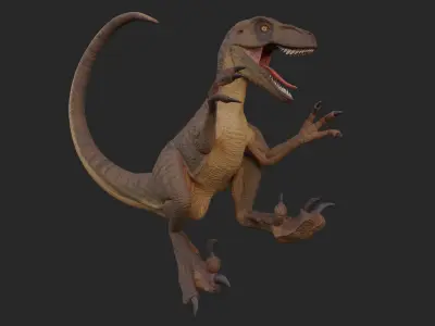Velociraptor Low-poly 3D model 2