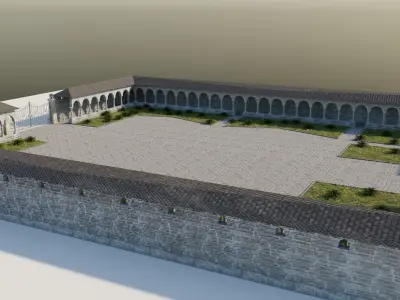 Medieval Castle Garden Low-poly 3D model