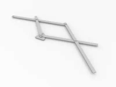 Pantograph wooden shelf with two metal rods 3D model