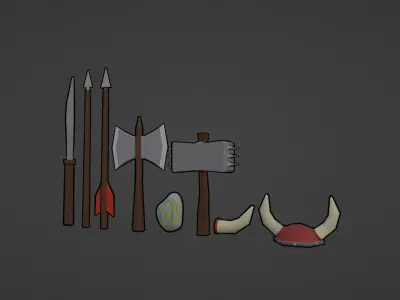 MEDIEVAL OR VIKING SET Low-poly 3D model