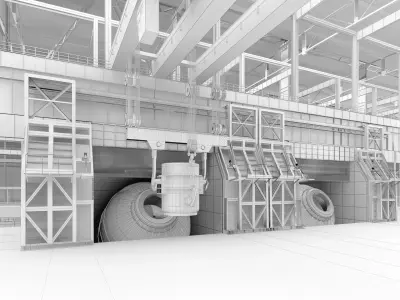 Steel plant furnace 3D model