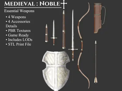 Medieval Collection Noble Essential Weapons 3D Model Pack