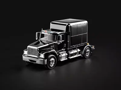 Realistic Black SemiTruck 3D Model Low-poly 3D model