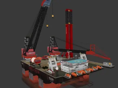 Heerema Balder Semi Submersible Crane Offshore Vessel Low-poly 3D model