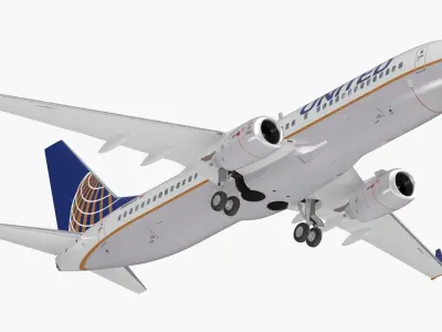 Boeing 737-800 with Interior United Airlines Rigged 3D Model