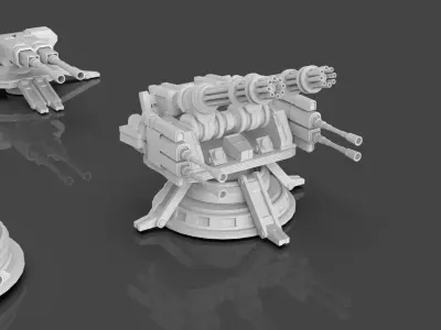Turret and AA Gun Defense Pack - 7 - 40 Props - Untextured 3D model