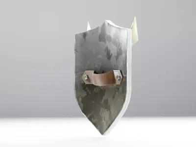 Stylized Crimson Crusader Kite Shield Low-poly 3D model