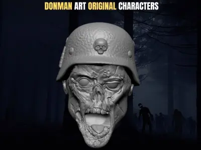 The Skin Ripper Army Head Collection for Action Figures 3D print model