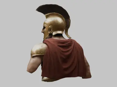 Leonidas King Head Bust SPartan Figure Low-poly 3D model