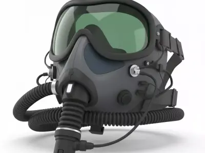 Jet Pilot Oxygen Mask and Respirator Low-poly 3D model