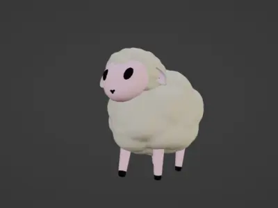 Cute Sheep Low-poly 3D model