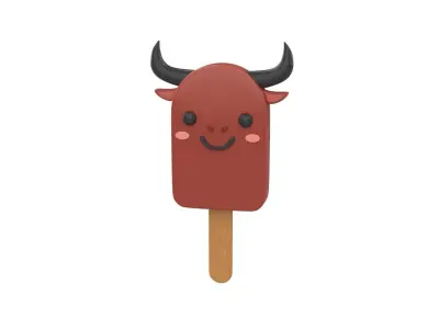 Cartoon Buffalo Ice Cream Cute Low-poly 3D model