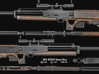 WA 2000 Sniper Rifle Low-poly 3D model
