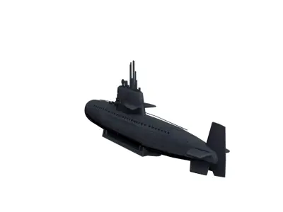 Generic Submarine Low Poly Underwater Military Vessel Low-poly 3D model