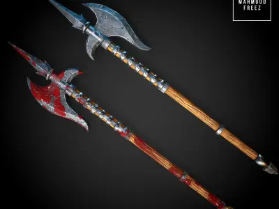 Low Poly Stylized axe Multi texture Low-poly 3D model
