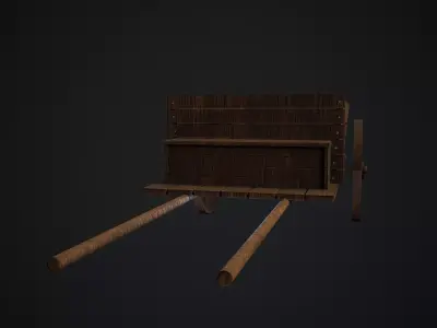  Medieval wood cart Low-poly 3D model