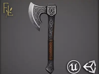 Steel Axe - Game Ready Weapon Low-poly 3D model
