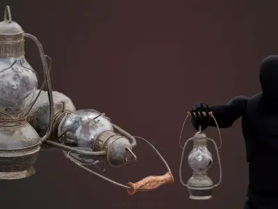 Old Firelamp  Low-poly 3D model