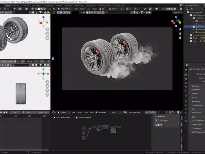 Car Wheels Burnout Smoke VDB Animation 3D model