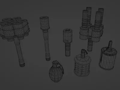 WW2 Explosive Pack Low-poly 3D model