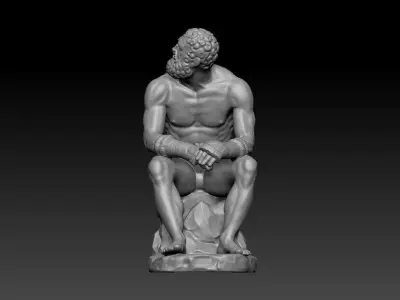 Boxer at Rest - High-Poly Digital Sculpture 3D print model