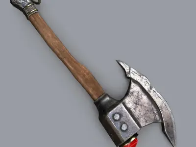 Old Dwarf axe Low-poly 3D model