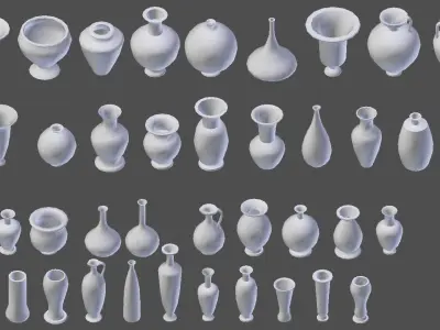 41 Vase Jar Vessel pack Low-poly 3D model
