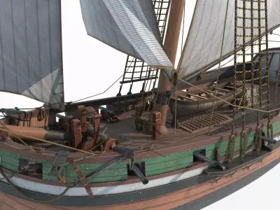 Ancient sailing ships and warships as maritime vehicles 3D model
