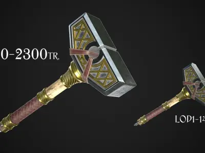 Fantasy Hammer 05 Low-poly 3D model