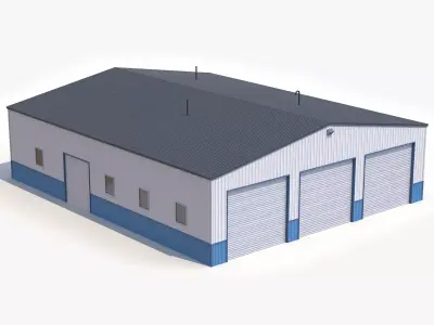 Industrial Building 55 Blue Low-poly 3D model