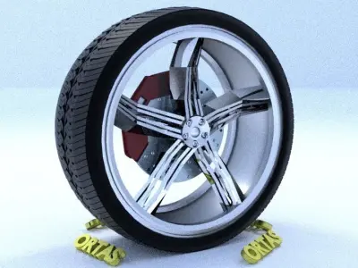 ORTAS CAR RIM 36 GAME READY RIM TIRE AND DISC 3D model