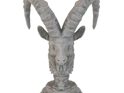 Goat bust stone statue Low-poly 3D model